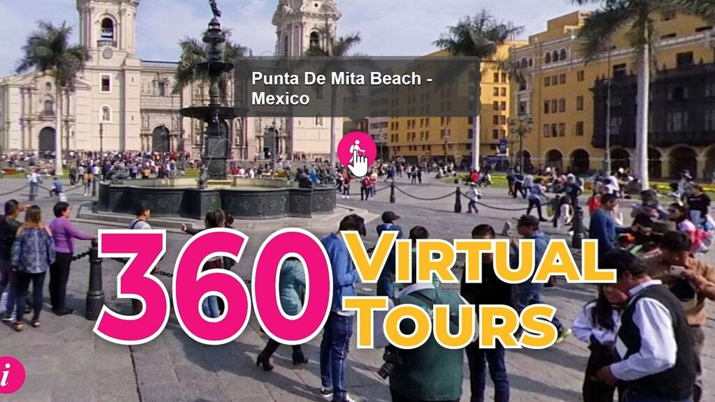 Image showing a 360 virtual tour with hotspots and labels.