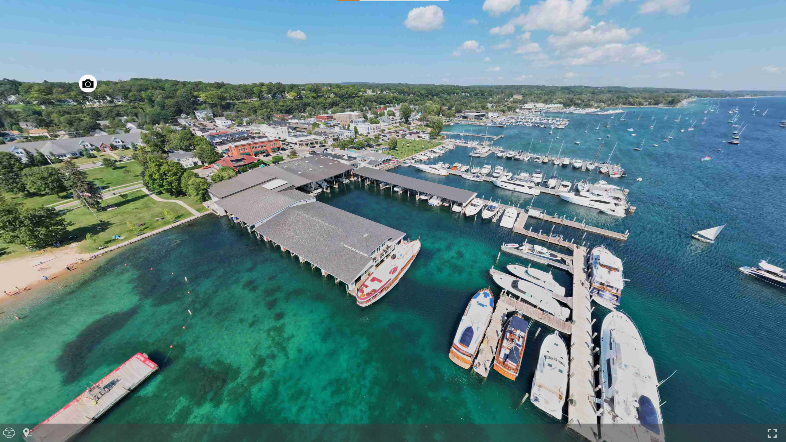 Aerial Drone Image of Harbor Springs Marina with a hotspot to an image.